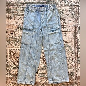 GAP Faux Denim High Rise Wide Leg Pant- Elastic Waistband- Size M